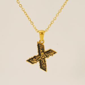 1 Piece Classic Bark Grain Unique Letter X Stainless Steel  Gold Color Unisex Pendant Necklaces h5 